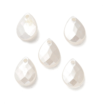 ABS Acrylic Pendants, Faceted, Teardrop, White, 12x9x3.5mm, Hole: 1.5mm