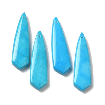 Natural Turquoise Dyed Pendants, Tie Shape Charms, Deep Sky Blue, 40~40.5x11x4~4.5mm, Hole: 1mm