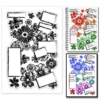 Custom PVC Plastic Clear Stamps, for DIY Scrapbooking, Photo Album Decorative, Cards Making, Flower, 160x110mm