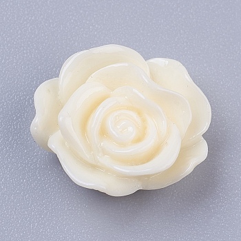 Resin Cabochons, Flower, White, 13mm in diameter, 5mm thick