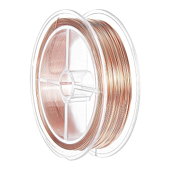 Round Copper Wire for Jewelry Making, with Spool, Red Copper, 24 Gauge, 0.5mm, about 196.85 Feet(60m)/roll
