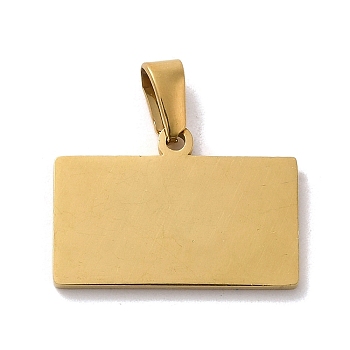 Vacuum Plating 304 Stainless Steel Stamping Blank Tag Pendants, Rectangle Charm, Golden, 14x20x1.5mm, Hole: 2x5mm