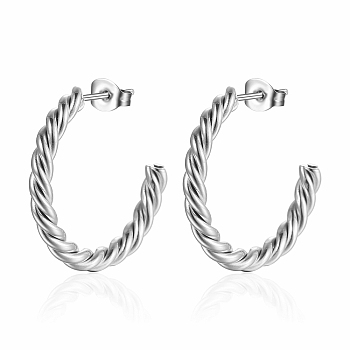 Elegant French Style Stainless Steel Twisted Hoop Earrings for Women.