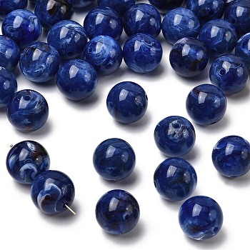Acrylic Imitation Gemstone Beads, Round, Dark Blue, 20mm in diameter, hole: 3mm, about 113pcs/500g