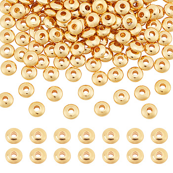 Elite Brass Spacer Beads, Nickel Free, Flat Round, Real 18K Gold Plated, 5x2mm, Hole: 1.5mm