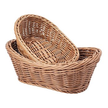 Polypropylene(PP) Storage Baskets, Woven Basket, for Nursery Baby Clothes, Toy, Makeup, Books, Towels, Mixed Color, 25.8x16.1x9.65cm, 19.5x13.05x7.45cm, 2pcs/set
