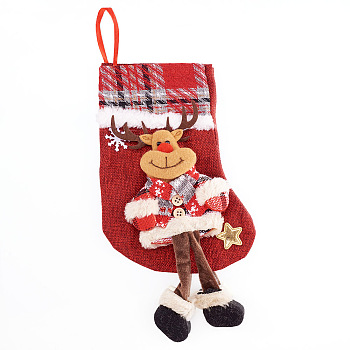 Christmas Theme Non-woven Fabrics Bags, Candy Storage Supplies, Christmas Stocking, Deer, 30~31cm