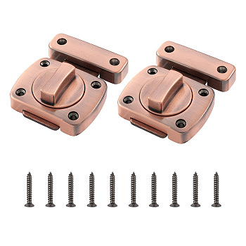 Zinc Alloy Latch Lock Set, with Screws, Red Copper, 64.5~65x20.5~80x12.5~24mm,, Hole: 4~4.5mm