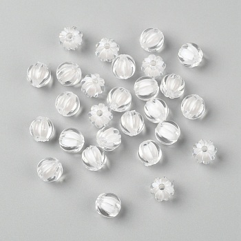 Transparent Acrylic Beads, Bead in Bead, Round, Pumpkin, Clear, 10mm, Hole: 2mm, about 1100pcs/500g