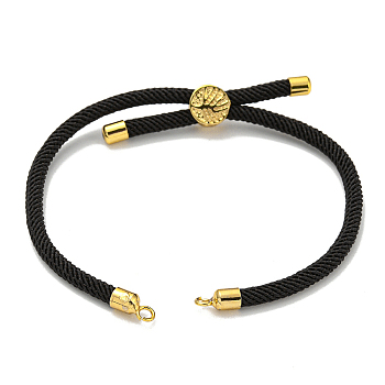 Nylon Cords Bracelet Makings Fit for Connector Charms, with Golden Brass Tree Slider Beads, Long-Lasting Plated, Black, 8-5/8 inch(22cm), Hole: 1.9mm