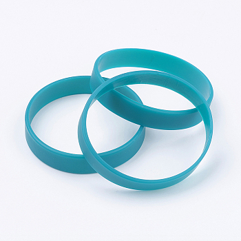 Silicone Wristbands Bracelets, Cord Bracelets, Dark Turquoise, 2-1/2 inch(63mm), 12x2mm