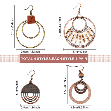 4 Pairs 4 Styles Alloy & Iron & Wood Dangle Earrings with Iron Pins(EJEW-AN0004-58)-2