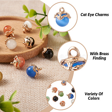 Fashewelry 10 pièces 5 couleurs breloques en verre oeil de chat(CE-FW0001-01)-4