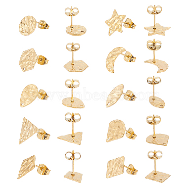 Golden Mixed Shapes 304 Stainless Steel Stud Earring Findings