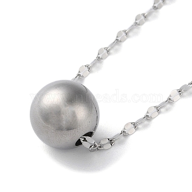 304 Stainless Steel Round Ball Pendant Necklaces(NJEW-Z026-01P)-3