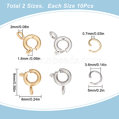 20Pcs 2 Clolors 304 Stainless Steel Smooth Surface Spring Ring Clasps(STAS-SC0004-42)-2