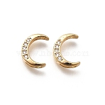 Brass Micro Pave Clear Cubic Zirconia Links Connector Charms, Cadmium Free & Nickel Free & Lead Free, Crescent Moon, Real 18K Gold Plated, 10.5x8x3mm, Hole: 1mm(KK-K378-66G)