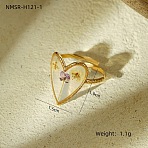 Preserved Flowers 304 Stainless Steel and Epoxy Resin Open Cuff Rings for Women, Golden, Flower, 19x15mm, US Size 4 1/4~14(15~23mm)(FS-WGCF311-06)