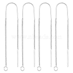 4 Pairs Alloy Stud Earring Findings, Ear Threads, with 925 Sterling Silver Pins & Loops, 925 Sterling Silver Plated, 60mm, Hole: 1.8mm, Pin: 0.7mm(FIND-BBC0003-32S)