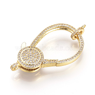 Brass Micro Pave Cubic Zirconia Lobster Claw Clasps, Golden, 45x22.5x7mm, Hole: 1~2mm(ZIRC-S058-10G)