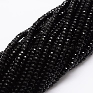 Dyed Natural Malaysia Jade Rondelle Beads Strands, Faceted, Black, 3x2mm, Hole: 1mm, about 154pcs/strand, 14.3 inch(G-E315-2x3mm-16)