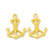Rack Plating Alloy Pendants, Cadmium Free & Lead Free & Nickle Free, Anchor Charms, Matte Gold Color, 24.5x18x2.5mm, Hole: 2mm(FIND-G045-19MG)