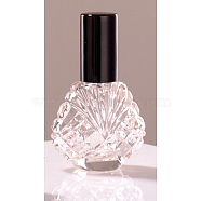 Shell Shape Empty Glass Perfume Spray Bottle, with Aluminum Lid, Fine Mist Atmoizer, Black, 7.1x4.7cm, Capacity: 15ml(0.51fl. oz)(PW-WG82674-03)
