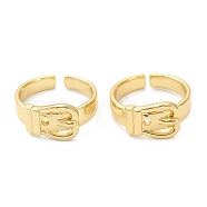 Brass Cuff Rings, Open Rings, Belt, Real 18K Gold Plated, US Size 8, Inner Diameter: 18mm(X-RJEW-A001-07G)
