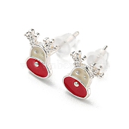 Christmas Theme Brass Stud Earrings, Deer, 9x8mm(EJEW-D062-01I-S)