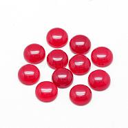 Natural White Jade Cabochons, Dyed, Half Round/Dome, Red, 16x6mm(G-R416-16mm-10)