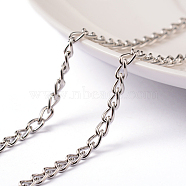 Iron Twisted Chains, Unwelded, with Spool, Lead Free & Nickel Free, Platinum, 5x3x0.8mm, about 32.8 Feet(10m)/roll(X-CHS003Y-P-FF)