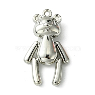 Tibetan Style Alloy Pendants, Bear, Stainless Steel Color, 34.5x19.5x9mm, Hole: 1.8mm(FIND-R146-01D)