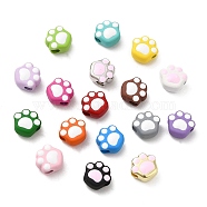Alloy Bead, with Enamel, Cadmium Free & Nickel Free & Lead Free, Paw Print, Mixed Color, 9x10x6mm, Hole: 2.8mm(PALLOY-H128-01)