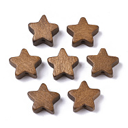 Painted Natural Wood Beads, Star, Peru, 14~15x14~15x5.5mm, Hole: 1.5mm(X-WOOD-R265-09E)
