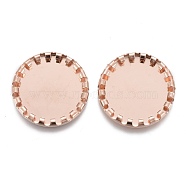304 Stainless Steel Cabochon Settings, Serrated Edge Bezel Cups, Flat Round, Rose Gold, Tray: 14mm, 17x2mm(X-STAS-P249-09RG)