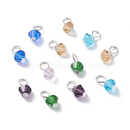 Faceted Glass Charms, with Iron Flat Head Pins, Bicone, Mixed Color, 12x6mm, Hole: 2.8~3.3mm(PALLOY-JF01126)