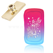 Wax Seal Brass Stamp Head, for Wax Seal Stamp, Rectangle, Bottle Pattern, 4.5x2.3x1.45cm(AJEW-WH0215-022)