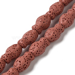 Natural Lava Rock Beads Strands, Fish, Dyed, Brown, 14x9x7mm, Hole: 1.2mm, about 28pcs/strand, 15.55''(39.5cm)(G-U007-01H)