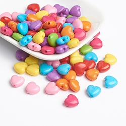 Opaque Acrylic Beads, Opaque, Heart, Mixed Color, Size: about 10mm long, 11mm wide, 6mm thick, hole: 2mm, about 1267pcs/500g(SACR-10X11)