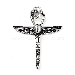 Tibetan Style 304 Stainless Steel Pendants, Wing, Antique Silver, 55.5x44x7x5.3mm(STAS-R225-13AS)