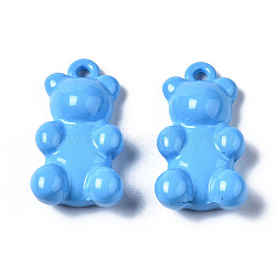 Spray Painted Alloy Pendants, Cadmium Free & Nickel Free & Lead Free, Bear, Dodger Blue, 17.5x9.5x5mm, Hole: 1.2mm(PALLOY-Q436-001C-NR)