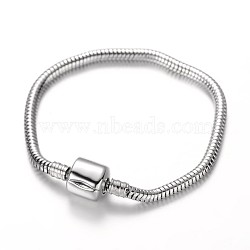 304 Stainless Steel European Style Round Snake Chains Bracelet Making, with European Clasps, Stainless Steel Color, 150x4mm(STAS-I047-01A)