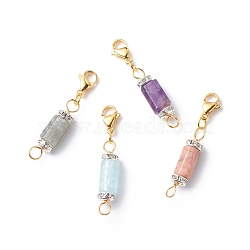 Column Gemstone Pendant Decorations Findings, with Copper Wire Loop, for DIY Lobster Clasp Charms, Clip-on Charms, 39mm(HJEW-JM00766)