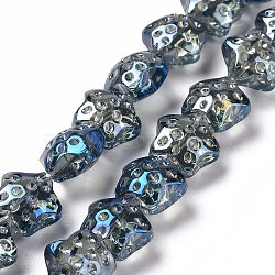 Transparent Electroplate Glass Beads Strands, Rainbow Plated, Star, Steel Blue, 15x15x9mm, Hole: 1.2mm, about 45pcs/strand, 23.62 inch(60cm)(GLAA-C025-01N)