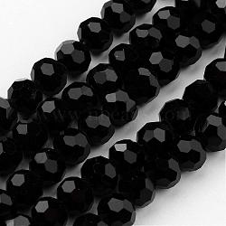 Transparent Glass Bead Strands, Imitate Austrian Crystal, Faceted(32 Facets), Round, Black, 8mm, Hole: 1mm, about 70~72pcs/strand, 20~21 inch(GLAA-G013-8mm-71)