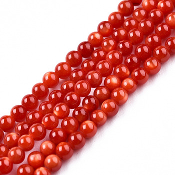 Natural Freshwater Shell Beads Strands, Dyed, Round, Red, 2.5x2mm, Hole: 0.7mm, about 181~182pcs/strand, 14.76 inch~14.96 inch(37.5~38cm)
