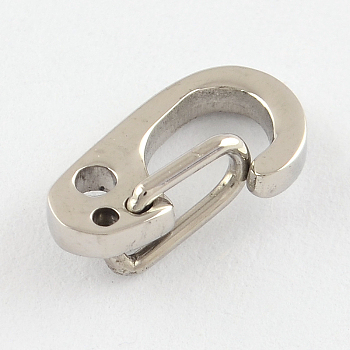 Polished 316 Surgical Stainless Steel Keychain Clasp Findings, Snap Clasps, Stainless Steel Color, 8x4.5x1mm, Hole: 1mm