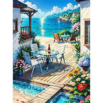 House Scenery DIY Diamond Painting Kit, Including Acrylic Board, Resin Rhinestones Bag, Diamond Sticky Pen, Tray Plate and Glue Clay, Colorful, 400x300mm