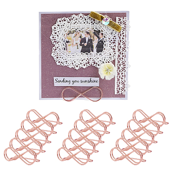 Steel Memo Holder Clips, Infinity Message Photo Holders, Rose Gold, 67.5x24x35mm