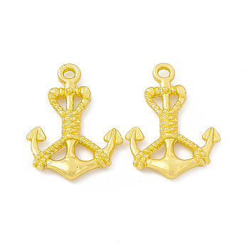Rack Plating Alloy Pendants, Cadmium Free & Lead Free & Nickle Free, Anchor Charms, Matte Gold Color, 24.5x18x2.5mm, Hole: 2mm